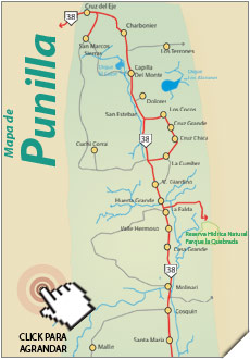 Mapa de Punilla - Imagen: Turismocordoba.com.ar