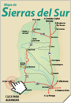 Mapa de Sur - Imagen: Turismocordoba.com.ar